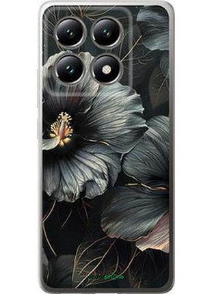 Чохол на xiaomi 14t 5g чорні квіти "6031u-3773-7673"
