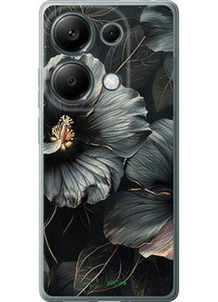 Чехол на xiaomi poco m6 pro черные цветы "6031u-3452-7673"