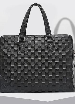 Кожаный портфель для документов с тиснением, кожаная сумка