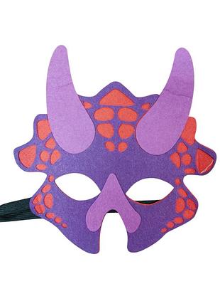 Дитяча маска динозавр для дитячого свята one size фіолетово-червоний