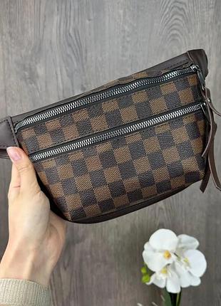 Поясная сумка женская кожаная бананка лв, сумка на грудь,бананки из экокожи кор.клетка