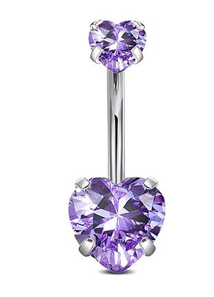 Сережка для пирсинга finding банан для пупка навела сердца из хирургической стали 316l фиолетовый белый 20 мм x 5 мм x 8 мм
