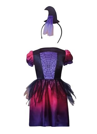 Костюм на хэллоуин ведьма для девочки с обручем разноцветный 8-10 років