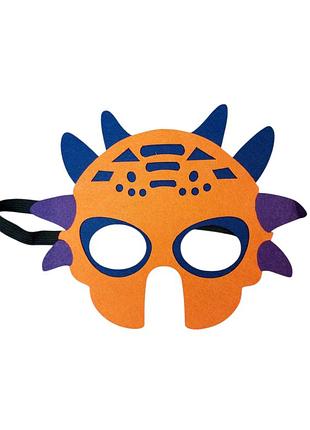 Дитяча маска динозавр для дитячого свята з фетру one size помаранчево-синій