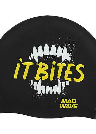 Шапочка для плавания для взрослых it bites m055322 черный (60444249), mad wave