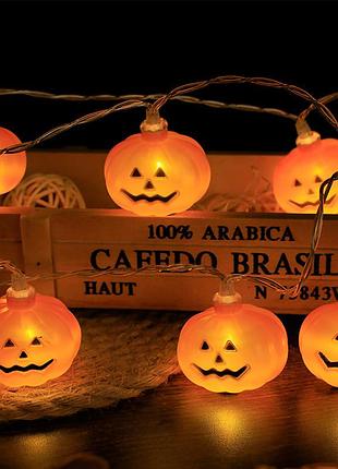 Гирлянда хэллоуин тыквами 150 см 10 led 40 на 35 мм оранжево-черный