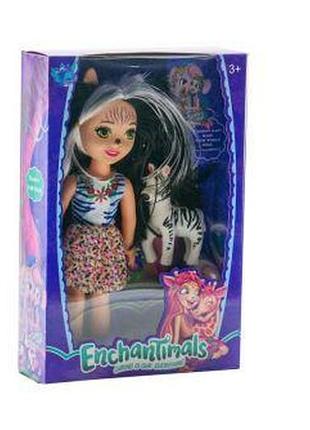 Уцінка. лялька з вихованцем "enchantimals" zelena zebra та її зебра hoofette — кривий друк на обличчі