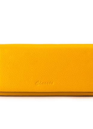 Классический женский кошелек из натуральной кожи. портмоне женское модный кожаный в коробке желтый