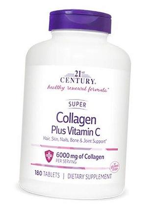 Гидролизованный коллаген с витамином с, super collagen plus vitamin c, 21st century 180таб (68440002)