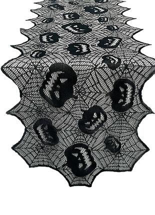 Скатерть на хэллоуин тыквы 180 на 40 см черный