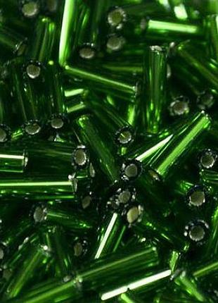 Бисер чешский preciosa стеклярус блестящий 921 / 57120 размер 3" 7 мм зеленый 5 грамм