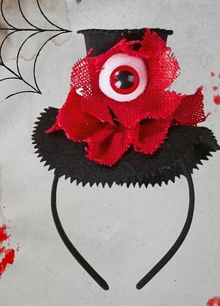 Обруч шляпа с глазом на хеллоуин 12 на 22 см черно-красный