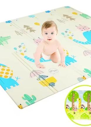 Детский развивающий коврик двусторонний 180х200 см складной 40x90 см