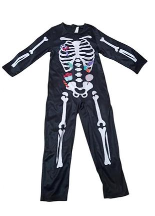 Комбінезон на хеловін для хлопчика скелет s 110-122 см різнобарвний
