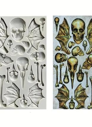 Молд силиконовый скелет 125 на 197 мм серый