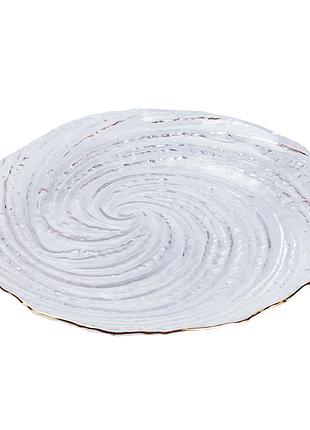 Блюдо сервировочное стеклянное прозрачное для десертов и кофе элегантное крепкое универсальное ø18 см dm-11