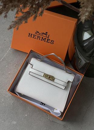 Сумка женская hermes kelly mini белый кросс боди хермес