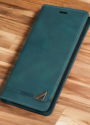 Чехол книжка для poco c75 чехол бумажник на поко с75 кожзам зеленый