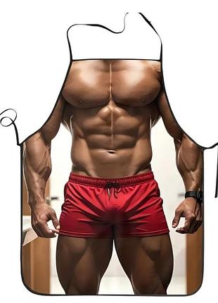 Фартук мужской прикольный мускулистый торс 74 на 54 см разноцветный