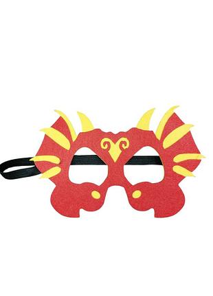 Фетрова маска динозавра дитяча для ранків one size червоно-жовтий