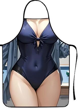 Фартук прикольный женский с принтом в купальнике 80 на 60 см разноцветный