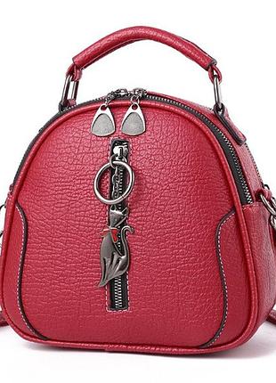 Женская мини сумочка на плечо с брелком, маленькая женская сумка красный