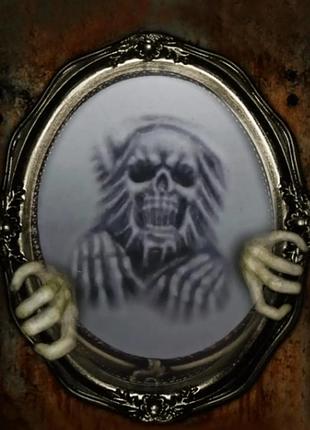 Наклейка для хэллоуина на зеркало скелет 37 на 28 см серый