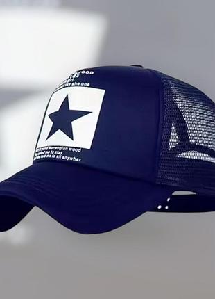 Літня кепка в сіточку з принтом зірка для чоловіків і жінок 54-60 синій