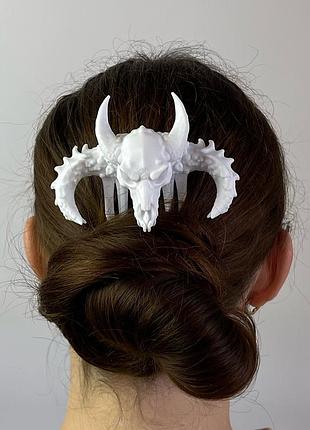 Шпилька гребінець finding прикраса для волосся гребінь скилет череп кістки звіра пластик білий 9.6 см х 10 см х 4.5 см