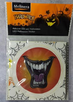 Наліпка на хелловін 8 см зі світлодіодами смайл кликі вампіра помаранчевий