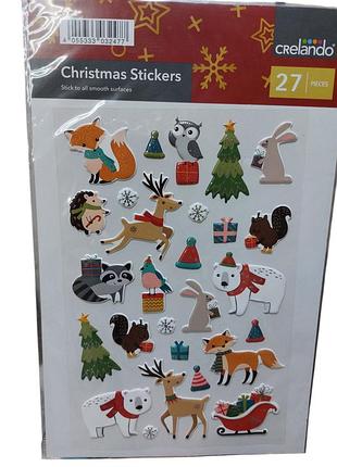 Новогодние наклейки праздничный декор для дома и подарков crelando 21 на 14 см разноцветный