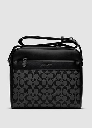 🦁 coach charles camera crossbody messenger bag signature black