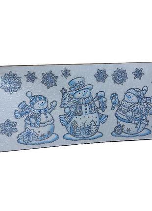 Новогодняя наклейка снеговики с блестками livarno home 21 на 47 см голубо-серебристый