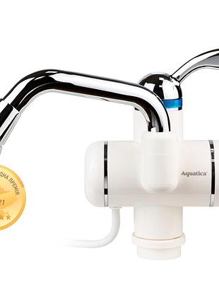 Кран водонагреватель проточный электрический aquatica для раковины с длинным изогнутым гусаком 3.0квт dm-11