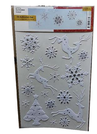 3d новогодняя наклейка олени со снежинками livarno home 29 на 41 см бело-серебристый