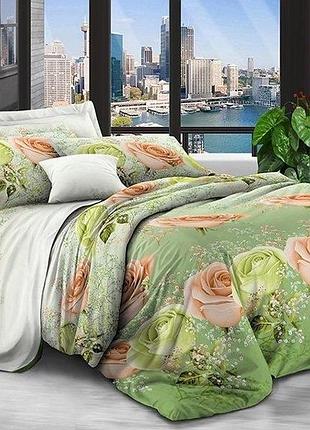 Комплект постельного белья из поликотона 150×215 см с розами, романтичный дизайн и комфортный сон br-7039 семейній