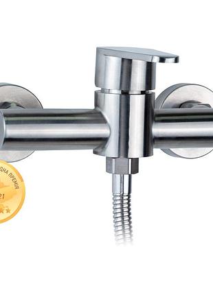 Змішувач для душу ht ø35 одноважільний з нержавіючої сталі із шлангом та лійкою для комфортного використ dm-11