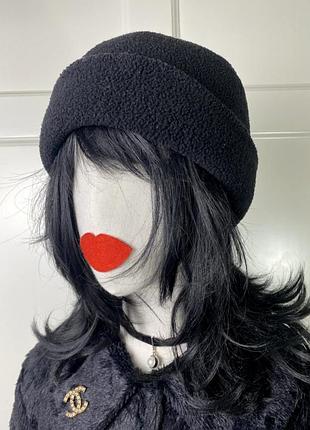 Чёрная флисовая шапка унисекс без подкладки