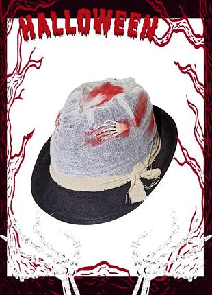 Мужская шляпа с бинтом в крови для хэллоуина one size черный