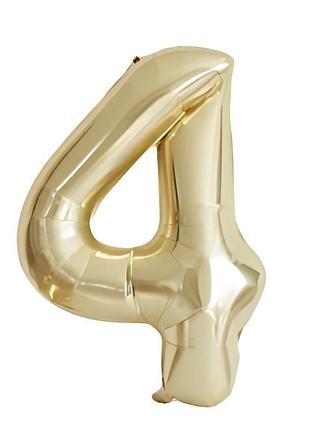 Шарик цифра 4 фольгированная 40 дюймов шампань