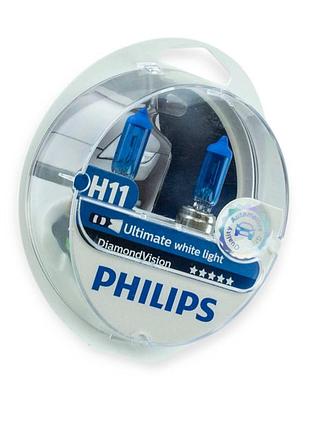 Автолампа h11 12v 55w philips diamond vision 5000k (2шт)