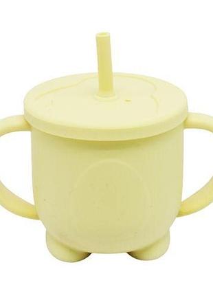 Силиконовая чашка-поилка, 200 мл, желтая