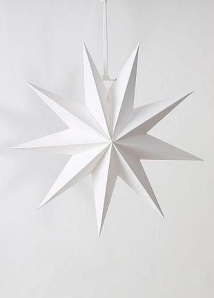 Картонная звезда девятиконечная объемная 45 см белый