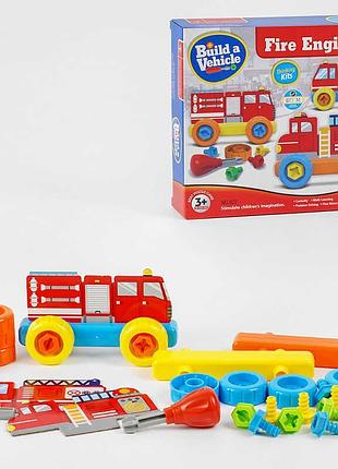 Конструктор 823 (72/2) 36 деталей, основи машини, картоні малюнки машини, колеса, болти, викрутка, в коробці