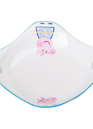 Керамічна глибока тарілка для дітей 350 мл з ілюстрацією свинки пеппи для їжі і перекусів dm-11