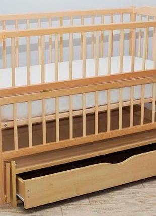 Ліжко babyroom веселка дубик маятник, ящик, відкидний бік бук без лаку