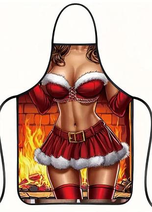 Фартух новорічний для жінок з приколом 74 на 54 см різнобарвний