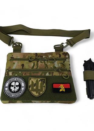 Мужская сумка тактическая нагрудная, сумка через плечо военная, тактический рюкзак через плечо