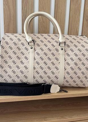 Жіноча сумка стиль guess бежева, сумочка міська для залу фітнесу, дорожня молочна гесс