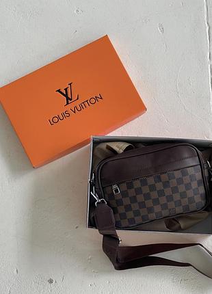 Мужская сумка мессенджер louis vuitton graham кросс боди через плечо коричневый в клетку луи виттон